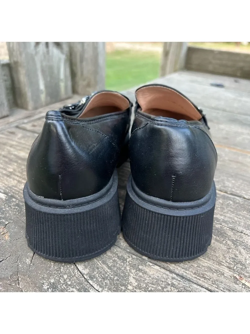 Limelight 90s Y2K Chunky Heel Lug Sole Faux Leather Slip-On Loafers Shoes 10